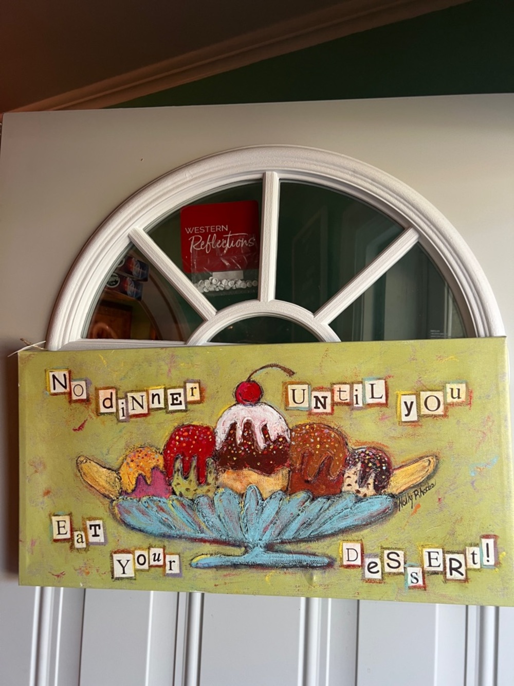 No Dinner Until You Eat Your Dessert! Wall Art - Yellow, Blue, Red